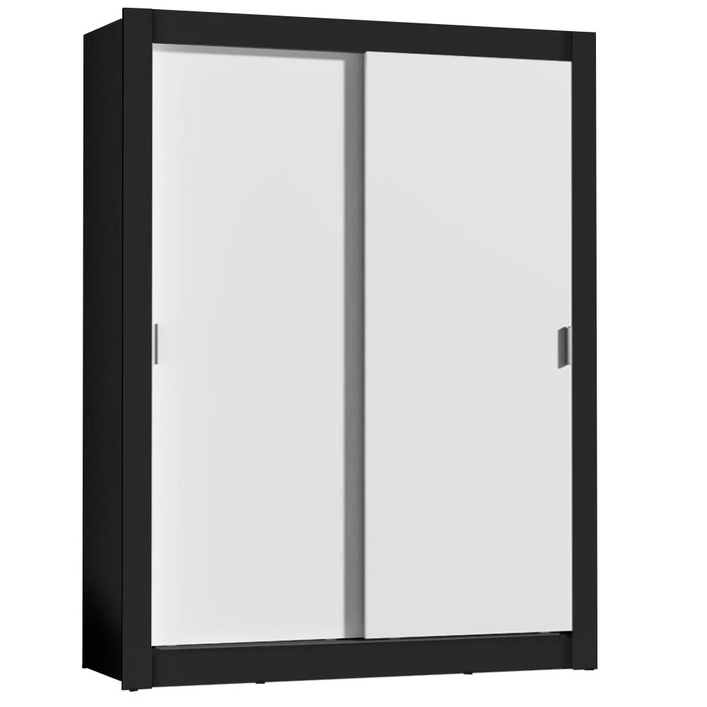Guarda-Roupa Solteiro Madesa Dallas 2 Portas de Correr 2 Gavetas Preto/Branco - Image 2