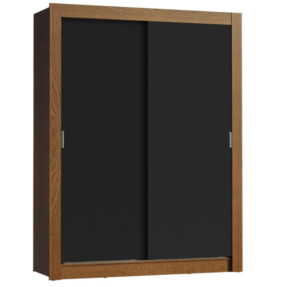 Guarda-Roupa Solteiro Madesa Dallas 2 Portas de Correr 2 Gavetas Rustic/Preto - Image 2