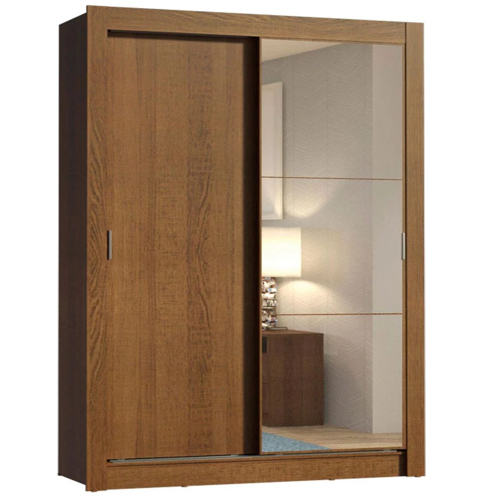 Guarda-Roupa Solteiro Madesa Dallas 2 Portas de Correr com Espelho 2 Gavetas Rustic - Image 2