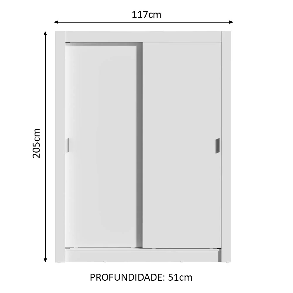 Guarda-Roupa Solteiro Madesa Dallas Plus 2 Portas de Correr 4 Gavetas Branco - Image 3