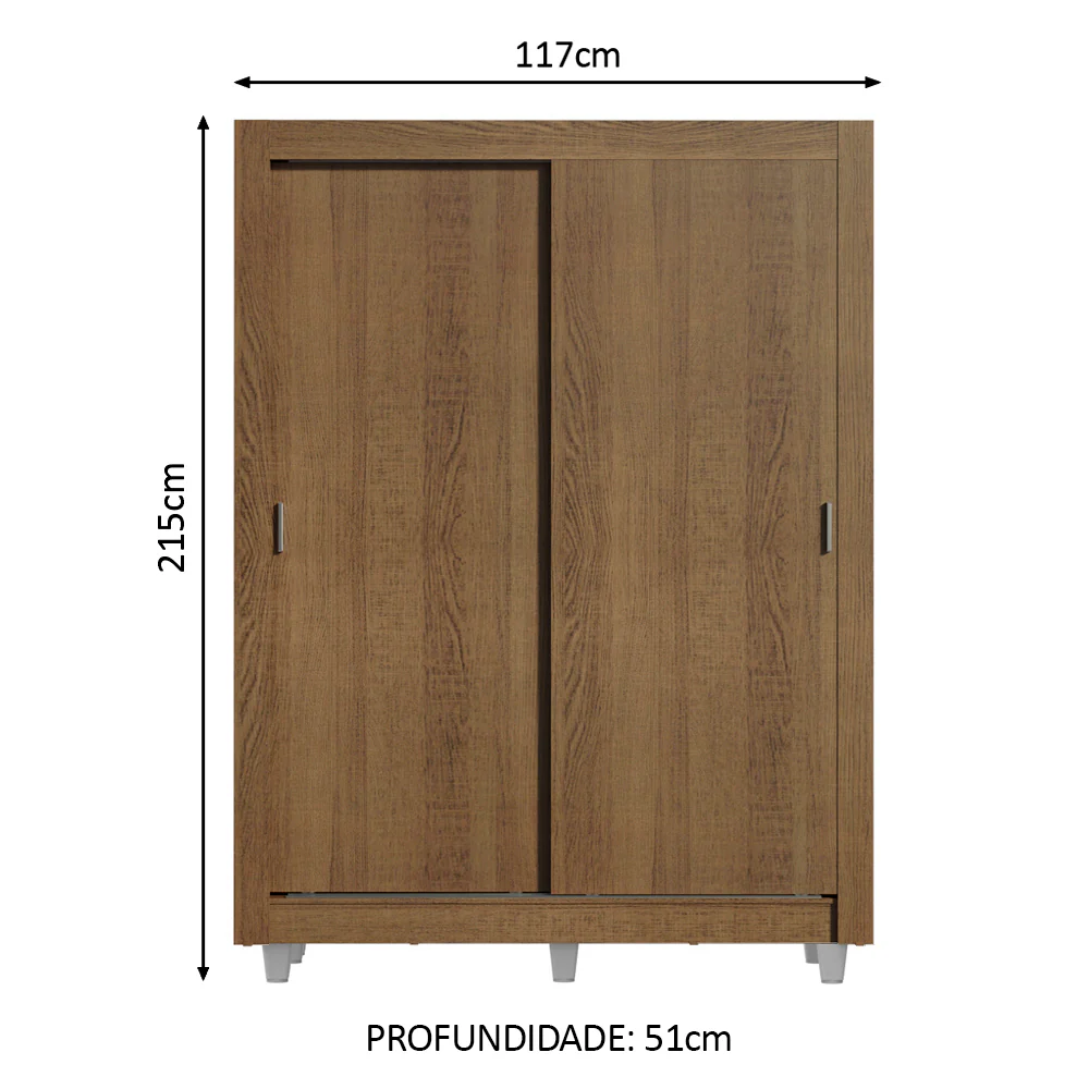 Guarda-Roupa Solteiro Madesa Dallas Plus 2 Portas de Correr 4 Gavetas com Pés Rustic - Image 3