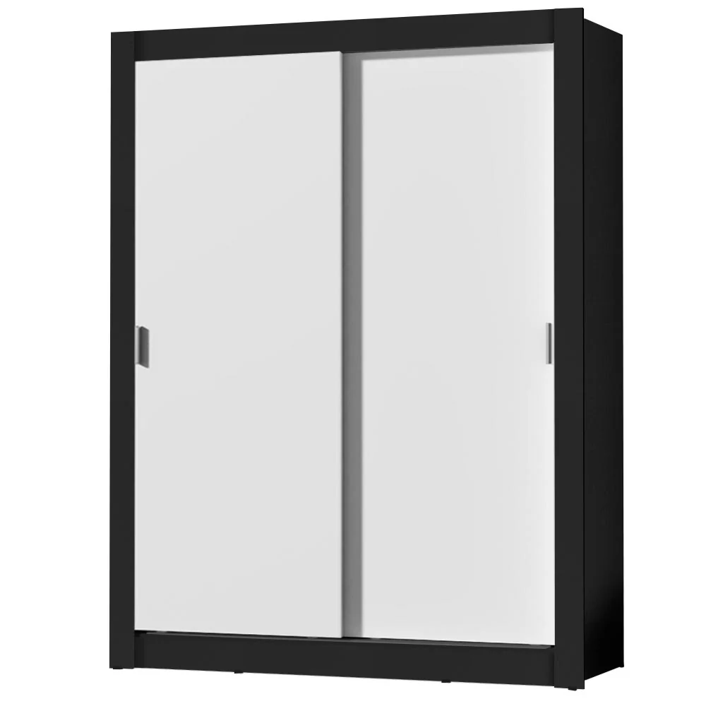 Guarda-Roupa Solteiro Madesa Dallas Plus 2 Portas de Correr 4 Gavetas Preto/Branco - Image 2