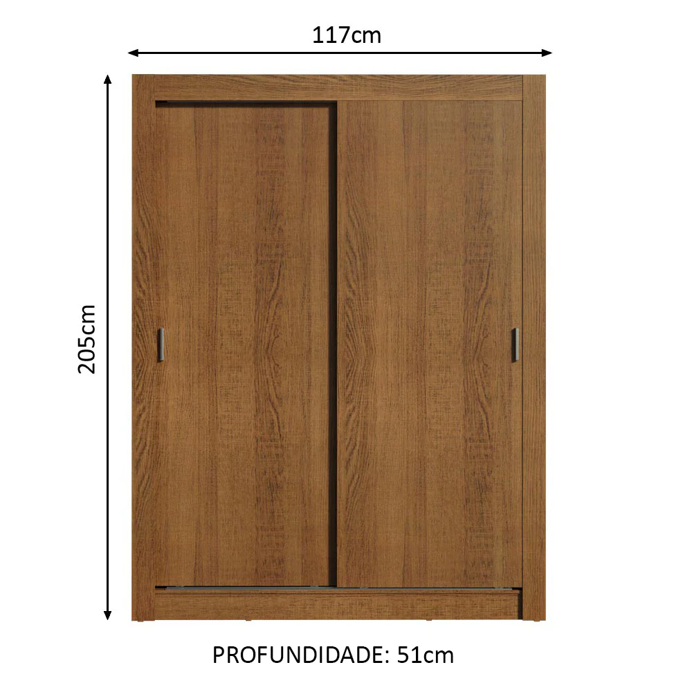 Guarda-Roupa Solteiro Madesa Dallas Plus 2 Portas de Correr 4 Gavetas Rustic - Image 3