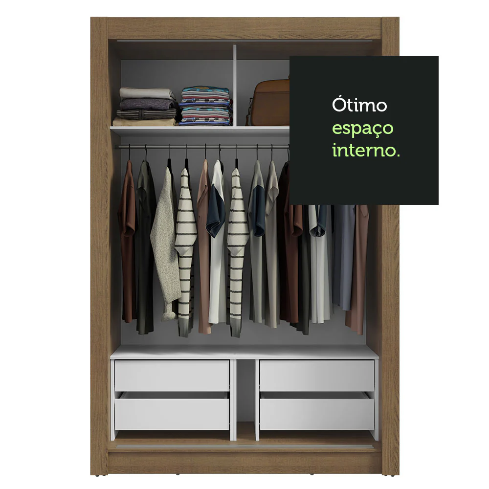 Guarda-Roupa Solteiro Madesa Dallas Plus 2 Portas de Correr 4 Gavetas Rustic - Image 7