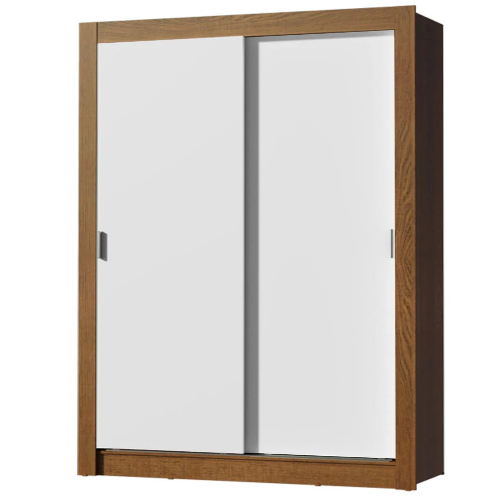 Guarda-Roupa Solteiro Madesa Dallas Plus 2 Portas de Correr 4 Gavetas Rustic/Branco - Image 2