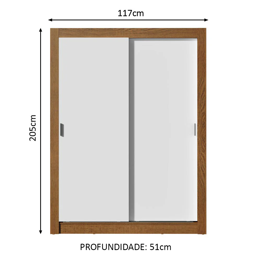Guarda-Roupa Solteiro Madesa Dallas Plus 2 Portas de Correr 4 Gavetas Rustic/Branco - Image 3