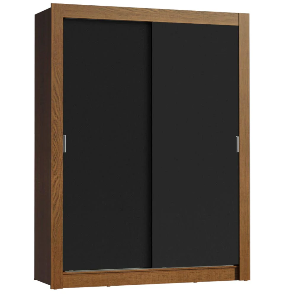 Guarda-Roupa Solteiro Madesa Dallas Plus 2 Portas de Correr 4 Gavetas Rustic/Preto - Image 2