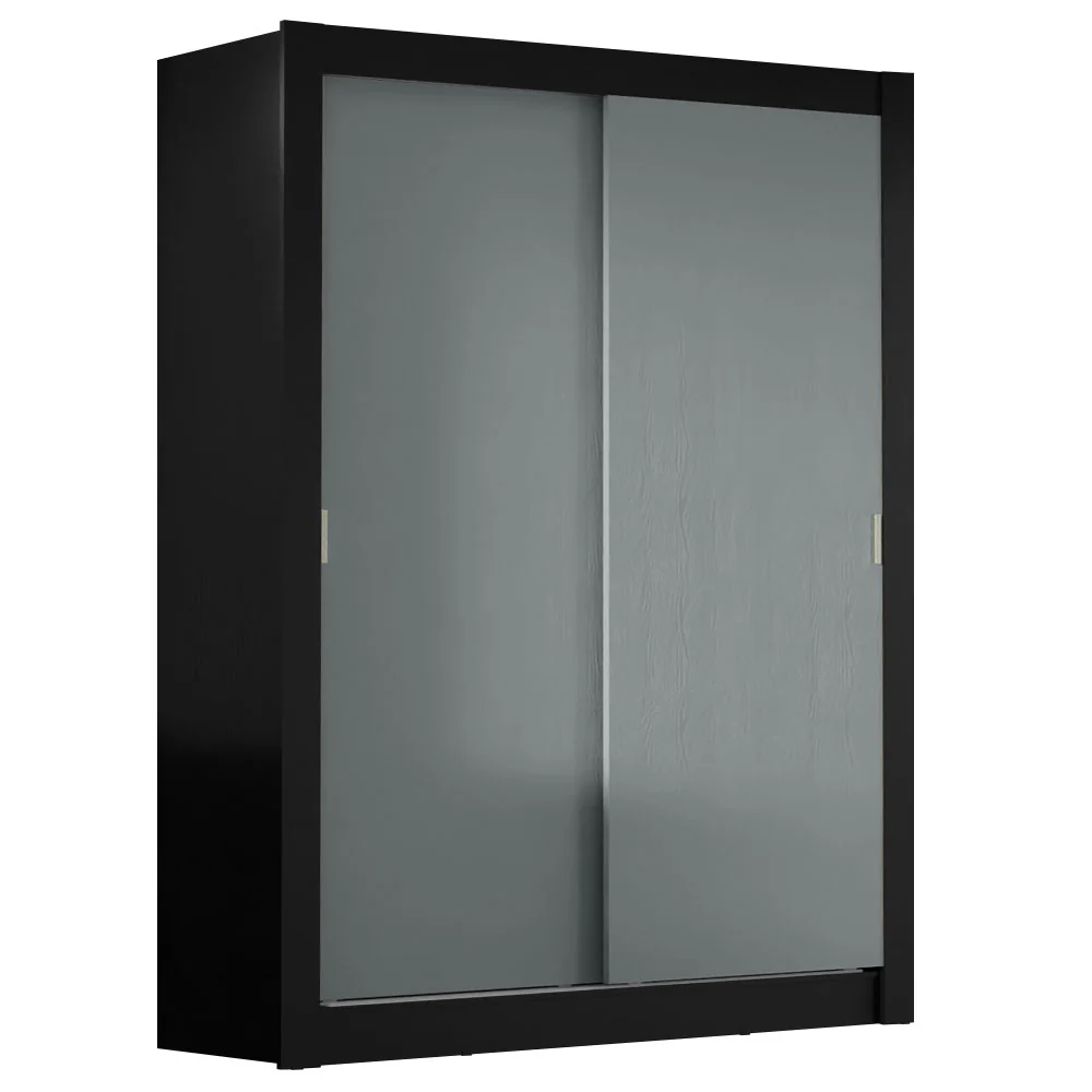 Guarda-Roupa Solteiro Madesa Denver 2 Portas de Correr Preto/Cinza - Image 2