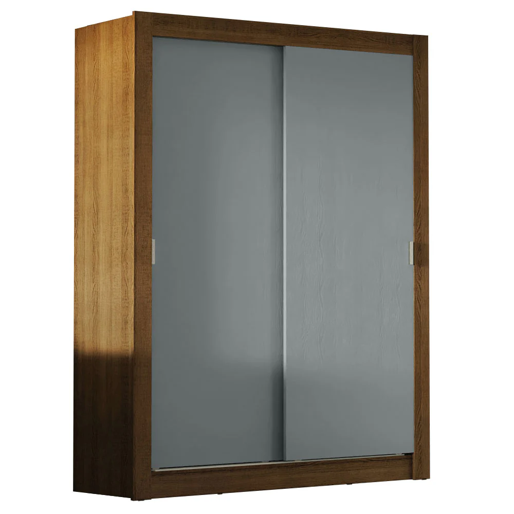 Guarda-Roupa Solteiro Madesa Denver 2 Portas de Correr Rustic/Cinza - Image 2