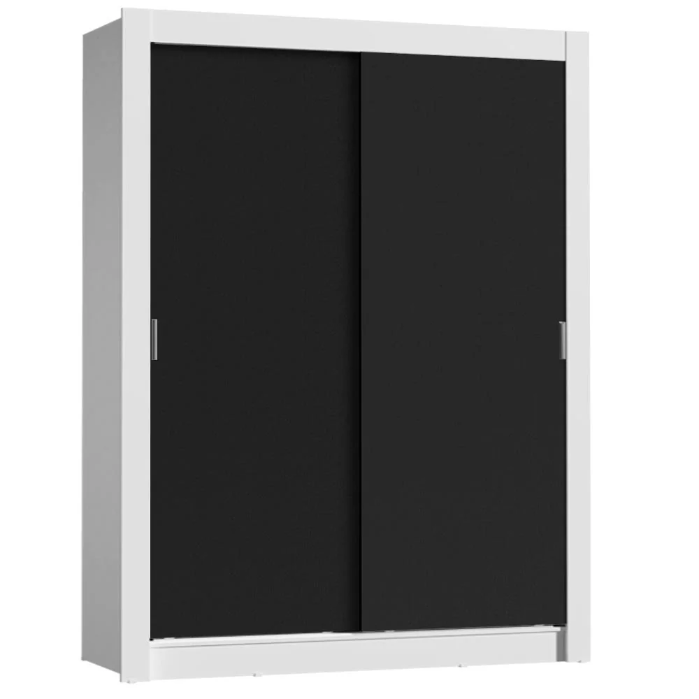 Guarda-Roupa Solteiro Madesa Denver 2 Portas de Correr Branco/Preto - Image 2