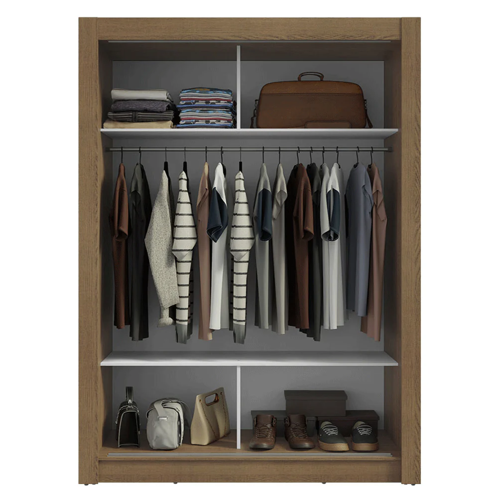 Guarda-Roupa Solteiro 2 Portas de Correr com Espelho Rustic Madesa Denver - Image 8