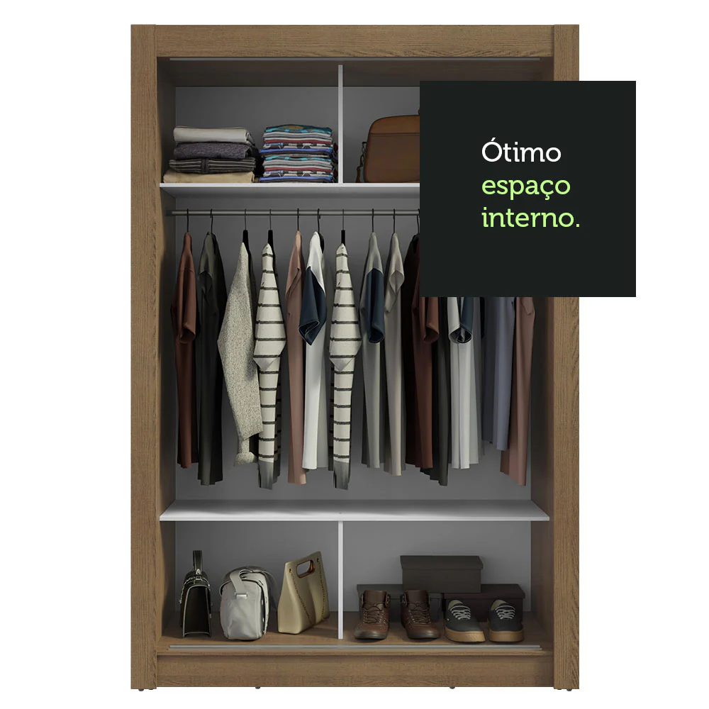 Guarda-Roupa Solteiro Madesa Denver 2 Portas de Correr com Espelho Rustic/Preto - Image 7