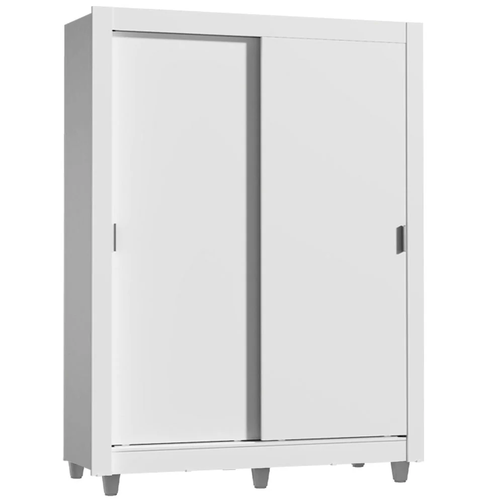 Guarda-Roupa Solteiro Madesa Denver 2 Portas de Correr com Pés Branco - Image 2
