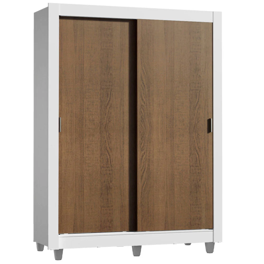 Guarda-Roupa Solteiro Madesa Denver 2 Portas de Correr com Pés Branco/Rustic - Image 2