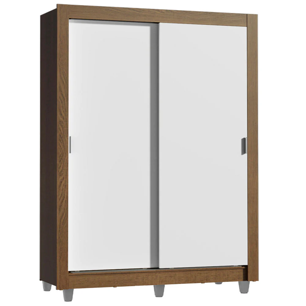 Guarda-Roupa Solteiro Madesa Denver 2 Portas de Correr com Pés Rustic/Branco - Image 2