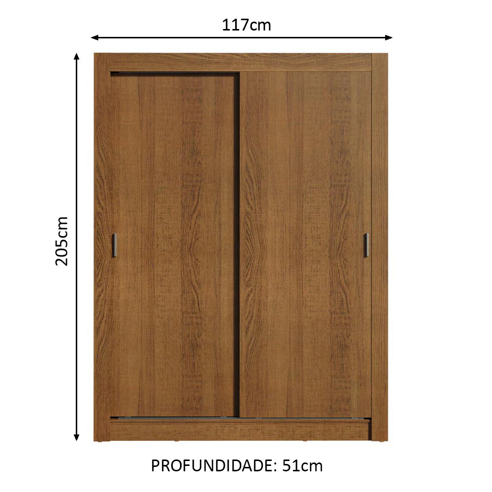 Guarda-Roupa Solteiro Madesa Denver 2 Portas de Correr Rustic - Image 3