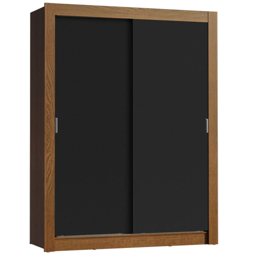 Guarda-Roupa Solteiro Madesa Denver 2 Portas de Correr Rustic/Preto - Image 2