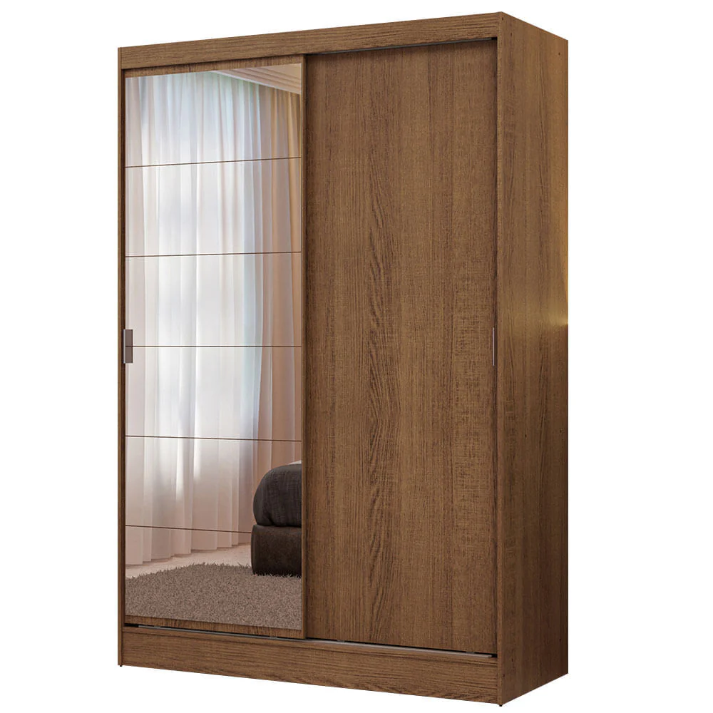 Guarda-Roupa Solteiro Madesa Luke 2 Portas de Correr com Espelho Rustic - Image 2