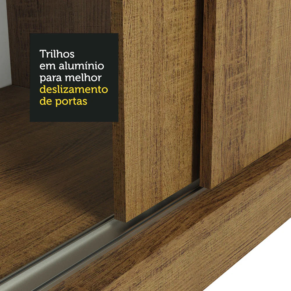 Guarda-Roupa Solteiro Madesa Luke 2 Portas de Correr de Madeira Rustic - Image 8