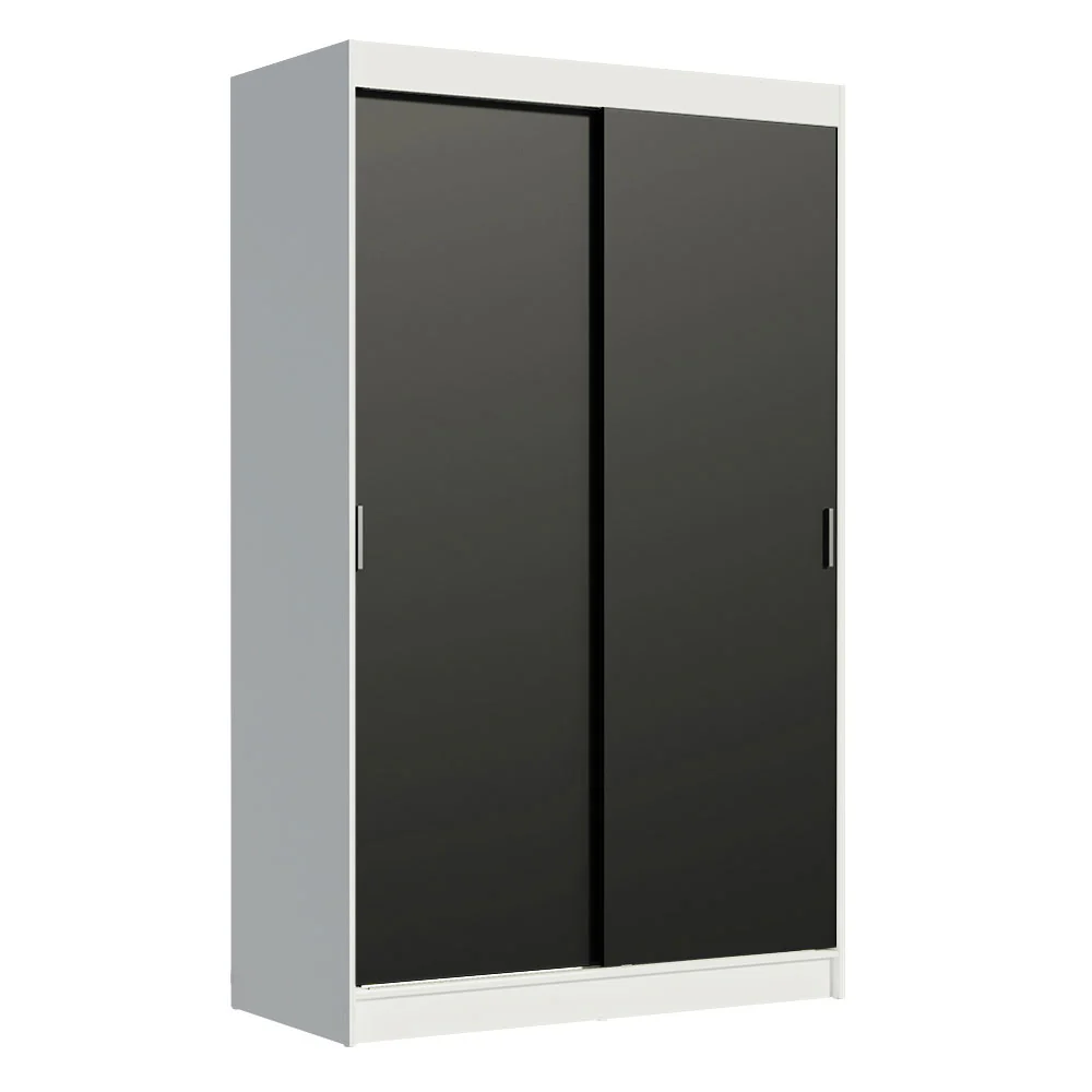 Guarda-Roupa Solteiro Madesa Tokio 2 Portas de Correr 2 Gavetas Branco/Preto - Image 2