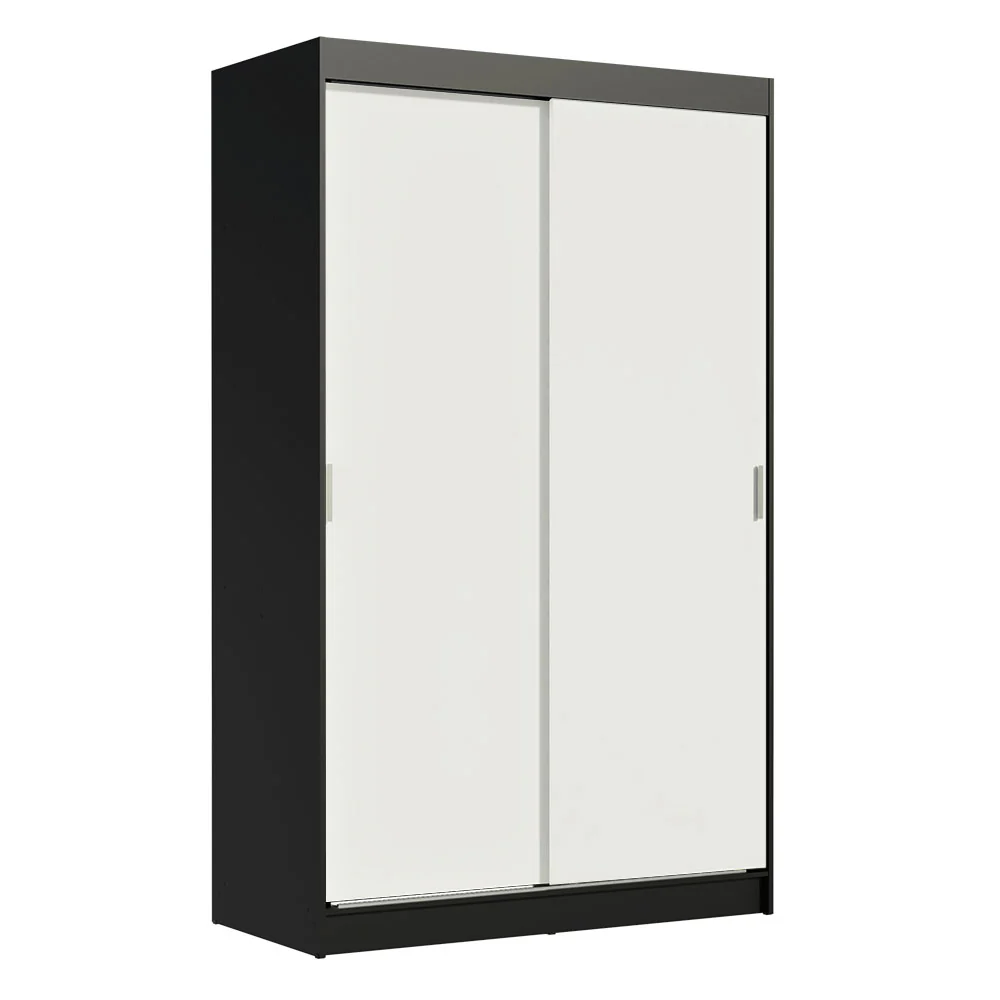 Guarda-Roupa Solteiro Madesa Tokio 2 Portas de Correr 2 Gavetas Preto/Branco - Image 2
