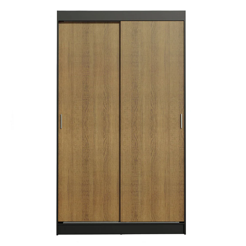 Guarda-Roupa Solteiro Madesa Tokio 2 Portas de Correr 2 Gavetas Preto/Rustic - Image 9
