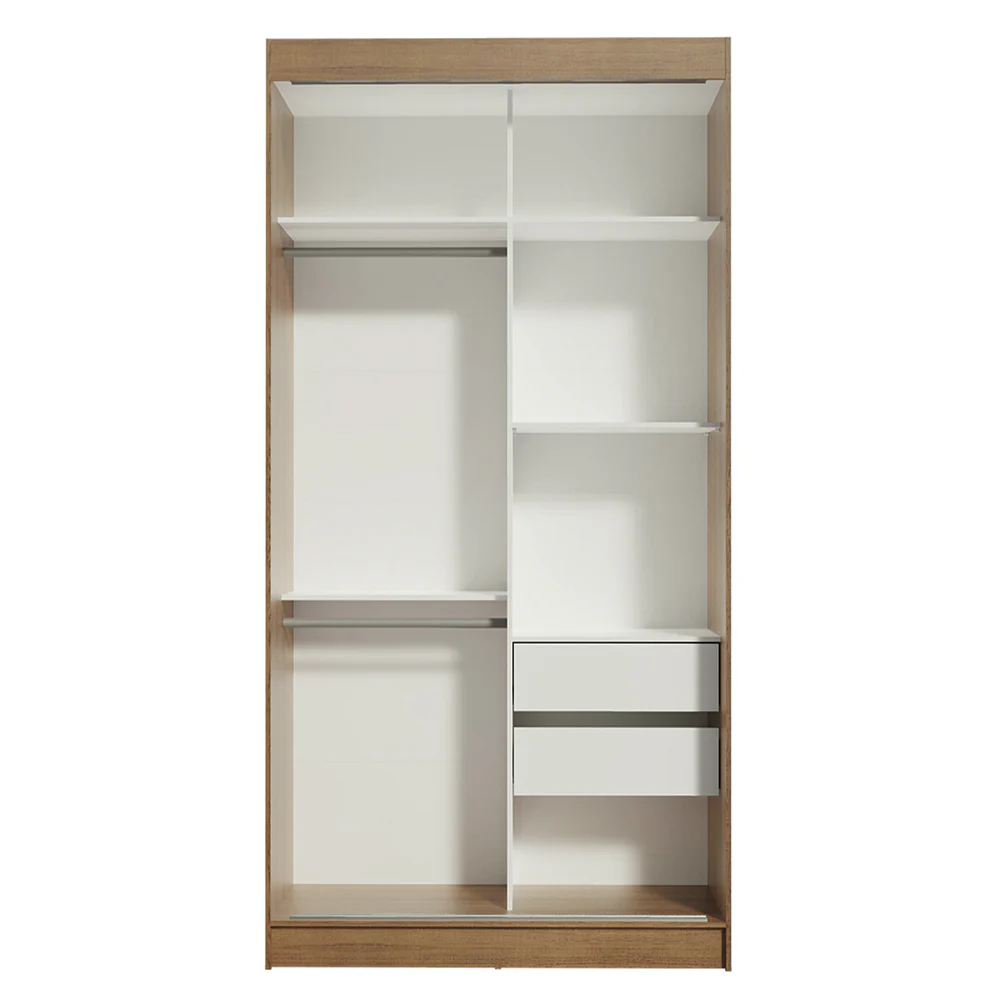 Guarda-Roupa Solteiro Madesa Tokio 2 Portas de Correr 2 Gavetas Rustic/Branco - Image 10
