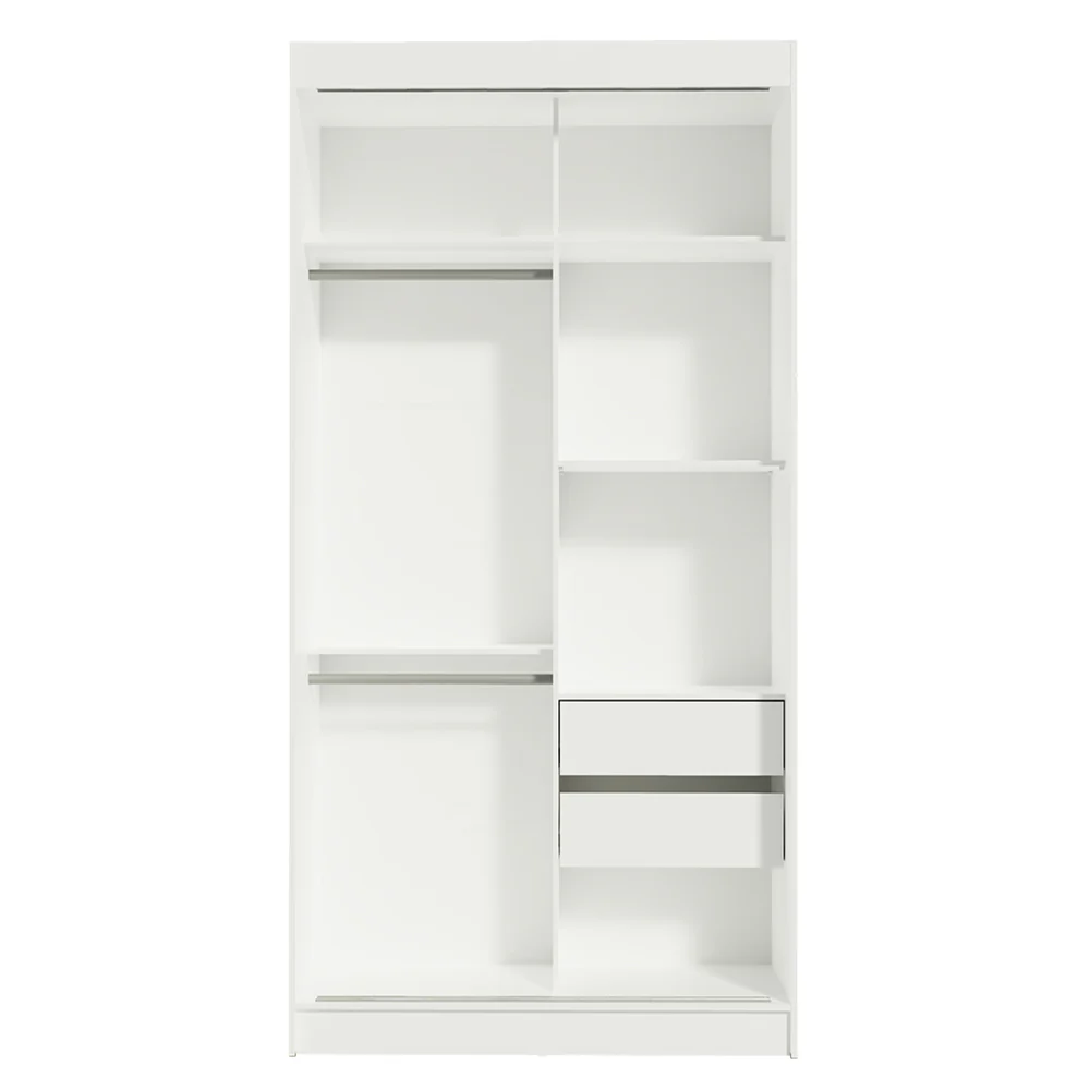 Guarda-Roupa Solteiro 2 Portas de Correr com Espelho 2 Gavetas Branco Madesa Tokio - Image 9