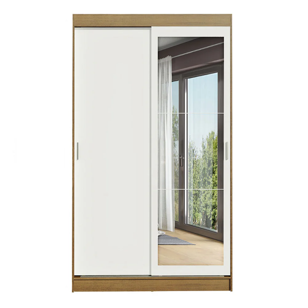 Guarda-Roupa Solteiro Madesa Tokio 2 Portas de Correr com Espelho 2 Gavetas Rustic/Branco - Image 9
