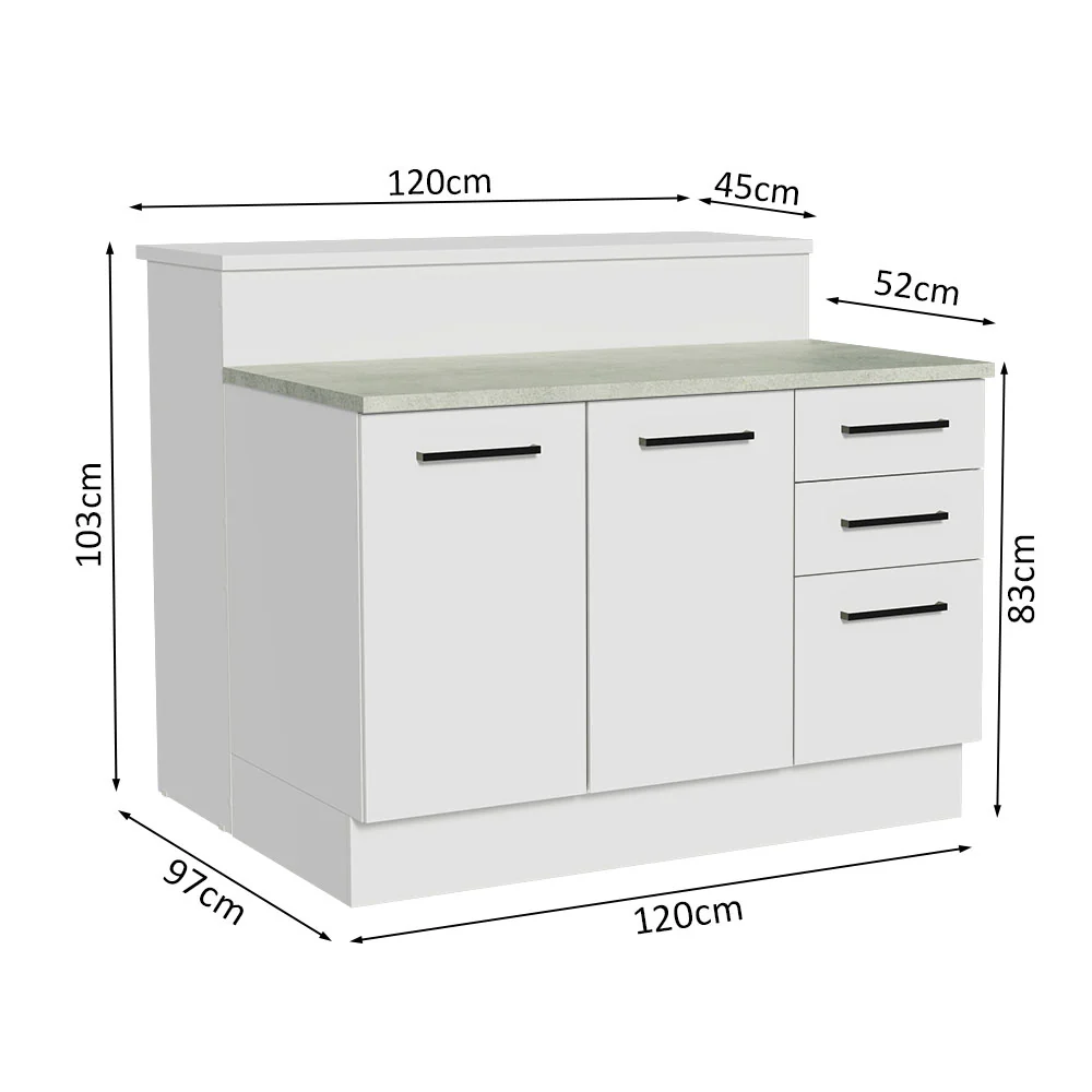 Ilha de Cozinha com Bancada e Balcão 120 cm Branco Agata Madesa - Image 3