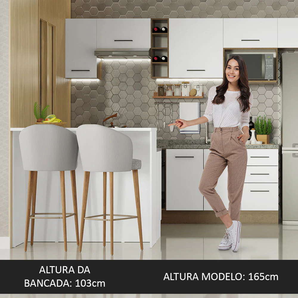 Ilha de Cozinha com Bancada e Balcão 120 cm Branco Agata Madesa - Image 4