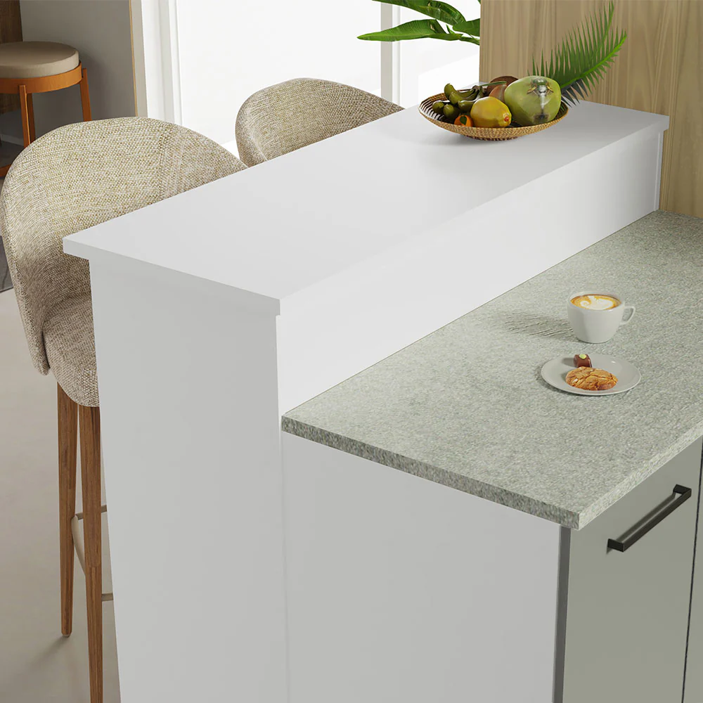 Ilha de Cozinha com Bancada e Balcão 120 cm Branco/Cinza Agata Madesa - Image 6