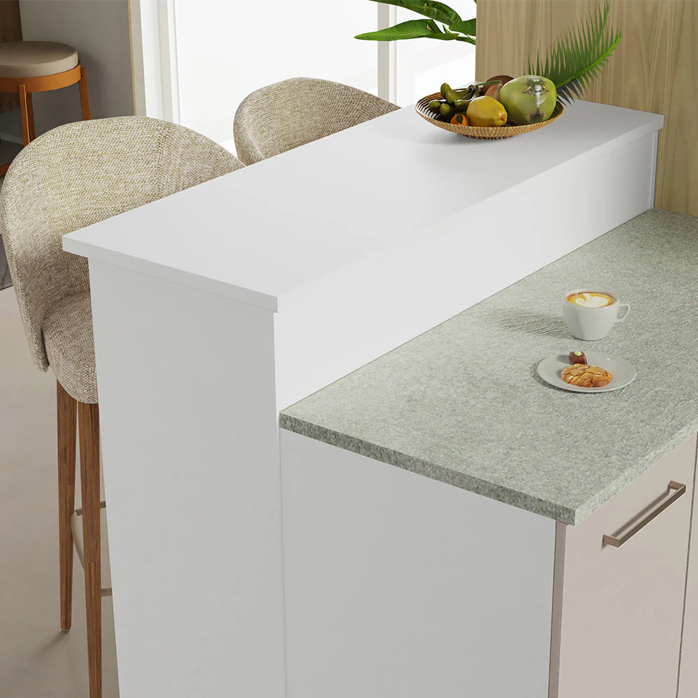 Ilha de Cozinha com Bancada e Balcão 120 cm Branco/Crema Agata Madesa - Image 6
