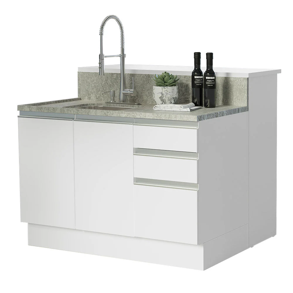 Ilha de Cozinha com Bancada e Balcão 120 cm Branco Glamy Madesa - Image 2