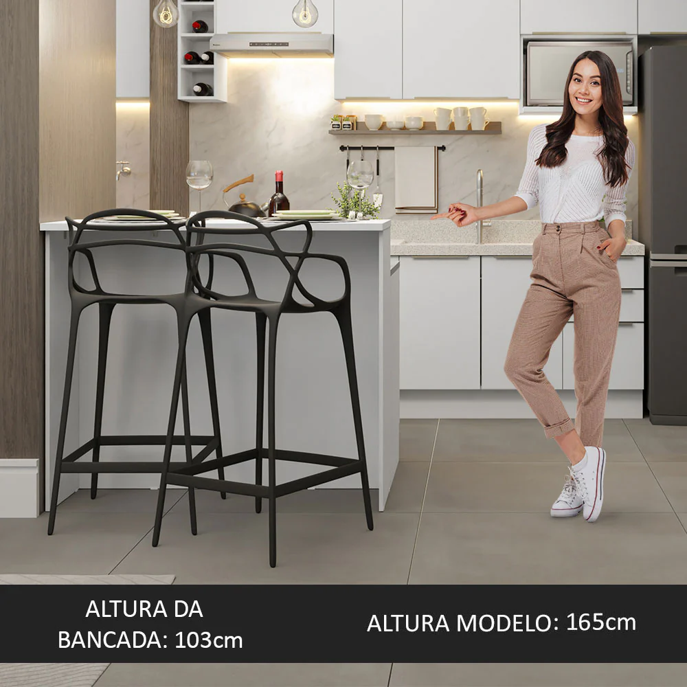 Ilha de Cozinha com Bancada e Balcão 120 cm Branco Lux Madesa - Image 4