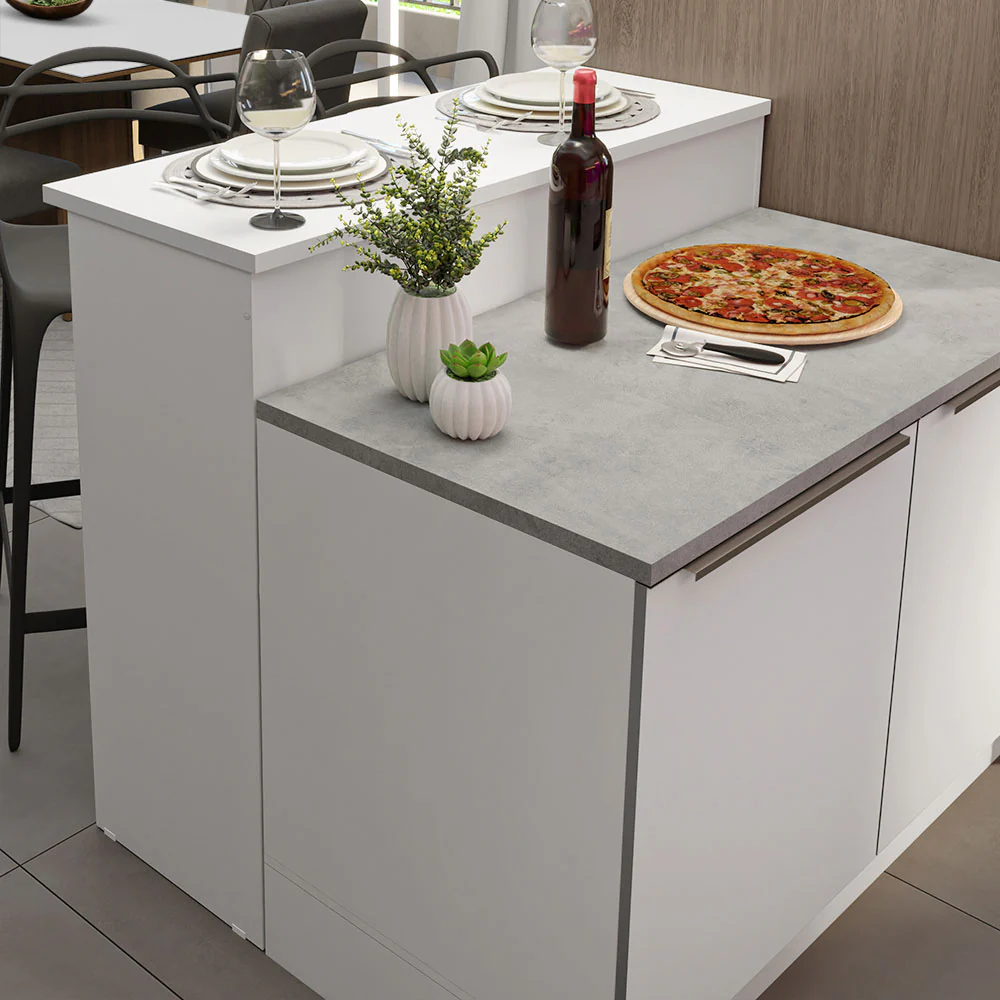 Ilha de Cozinha com Bancada e Balcão 120 cm Branco Lux Madesa - Image 6