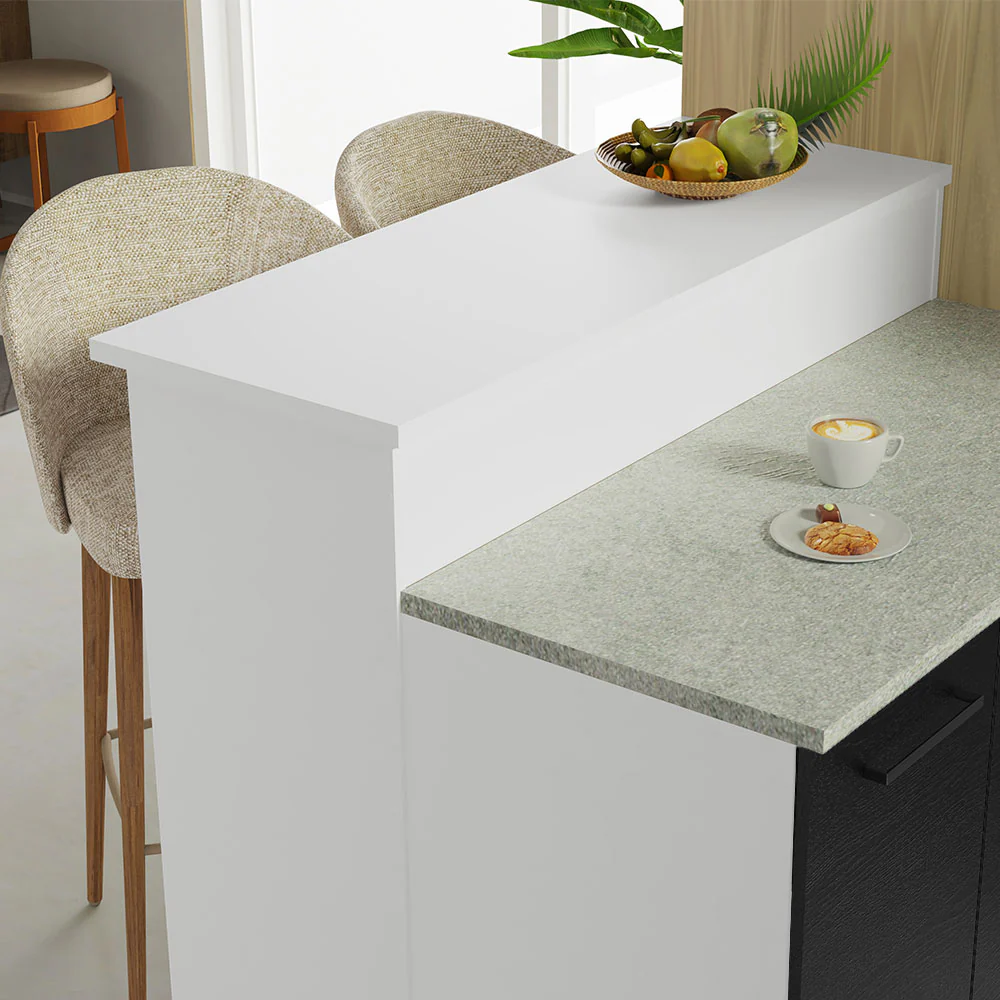 Ilha de Cozinha com Bancada e Balcão 120 cm Branco/Preto Agata Madesa - Image 6