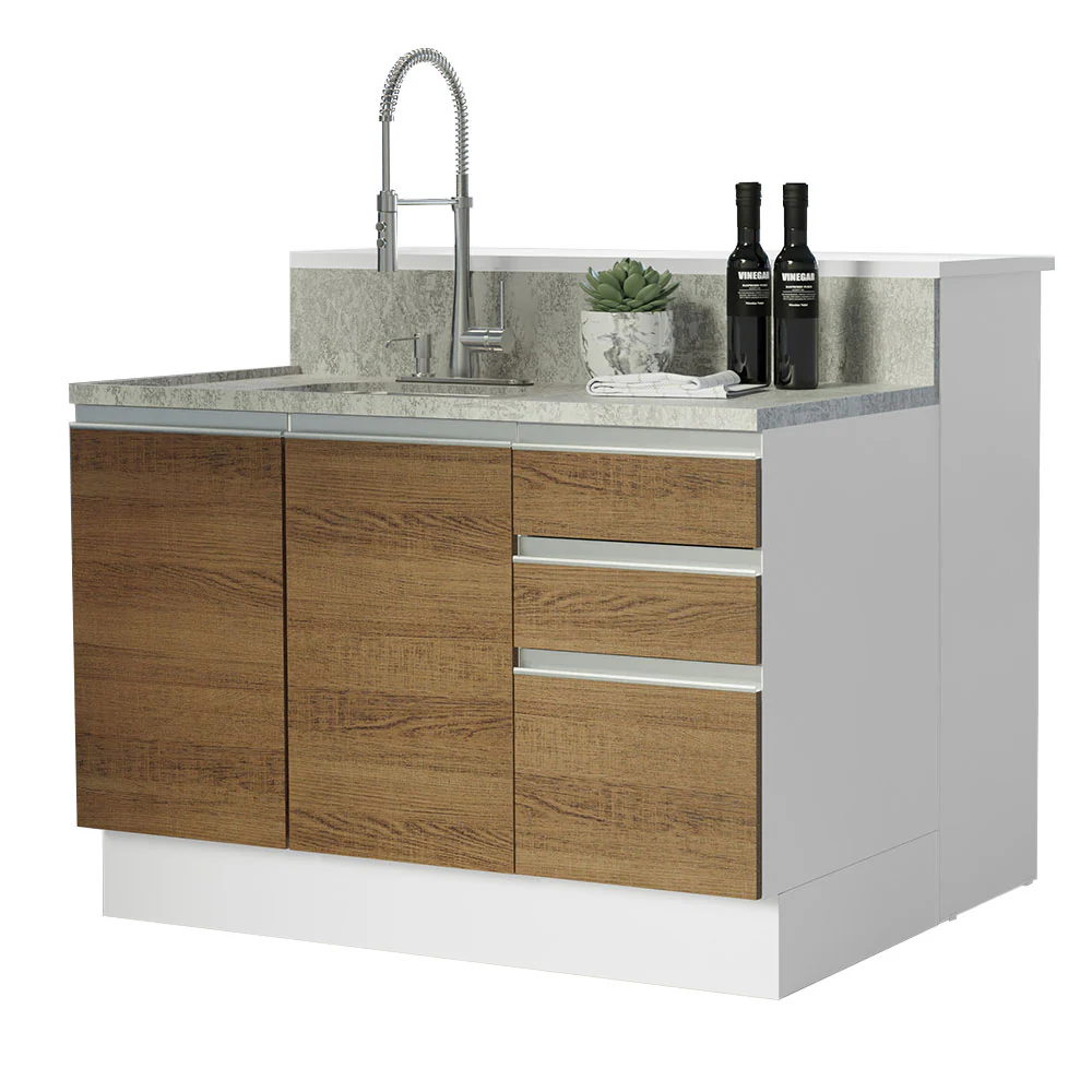 Ilha de Cozinha com Bancada e Balcão 120 cm Branco/Rustic Glamy Madesa - Image 2