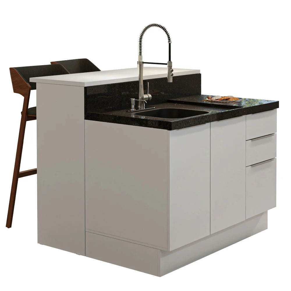 Ilha de Cozinha com Bancada e Balcão 120 cm Branco Stella Madesa - Image 2