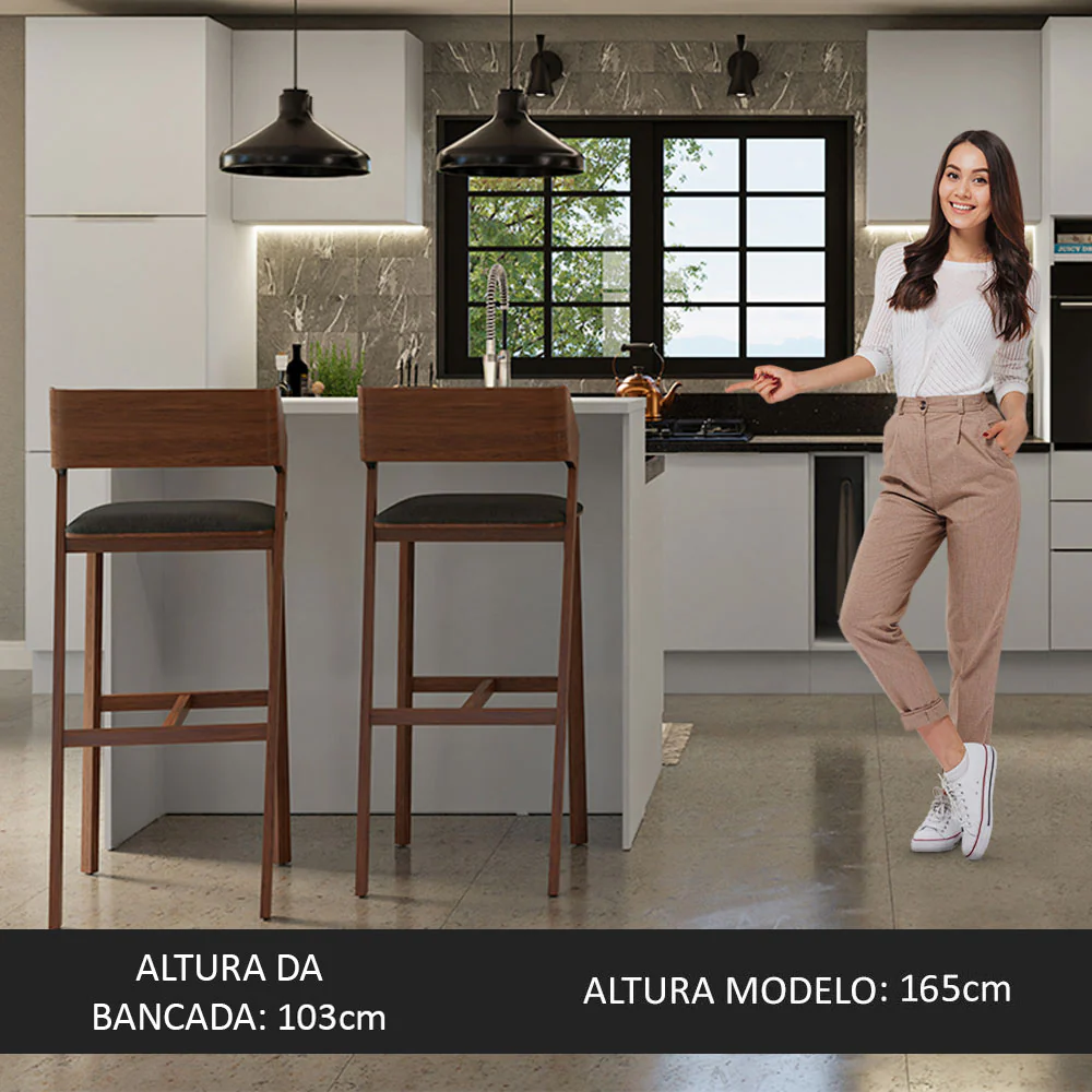 Ilha de Cozinha com Bancada e Balcão 120 cm Branco Stella Madesa - Image 4