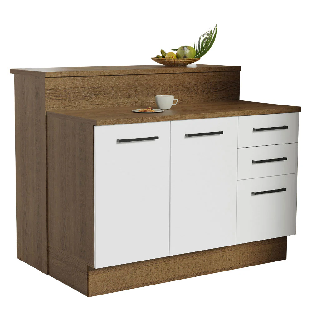 Ilha de Cozinha com Bancada e Balcão 120 cm Rustic/Branco Agata Madesa - Image 2