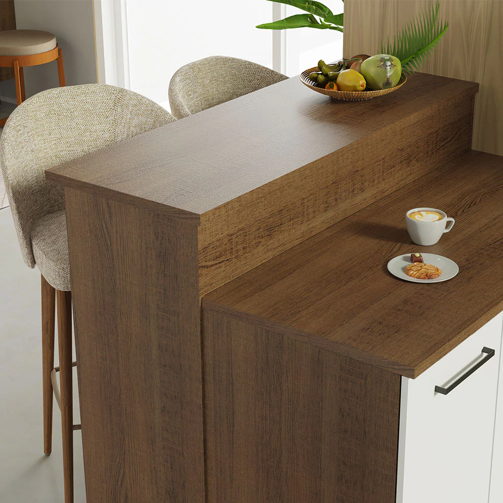Ilha de Cozinha com Bancada e Balcão 120 cm Rustic/Branco Agata Madesa - Image 6