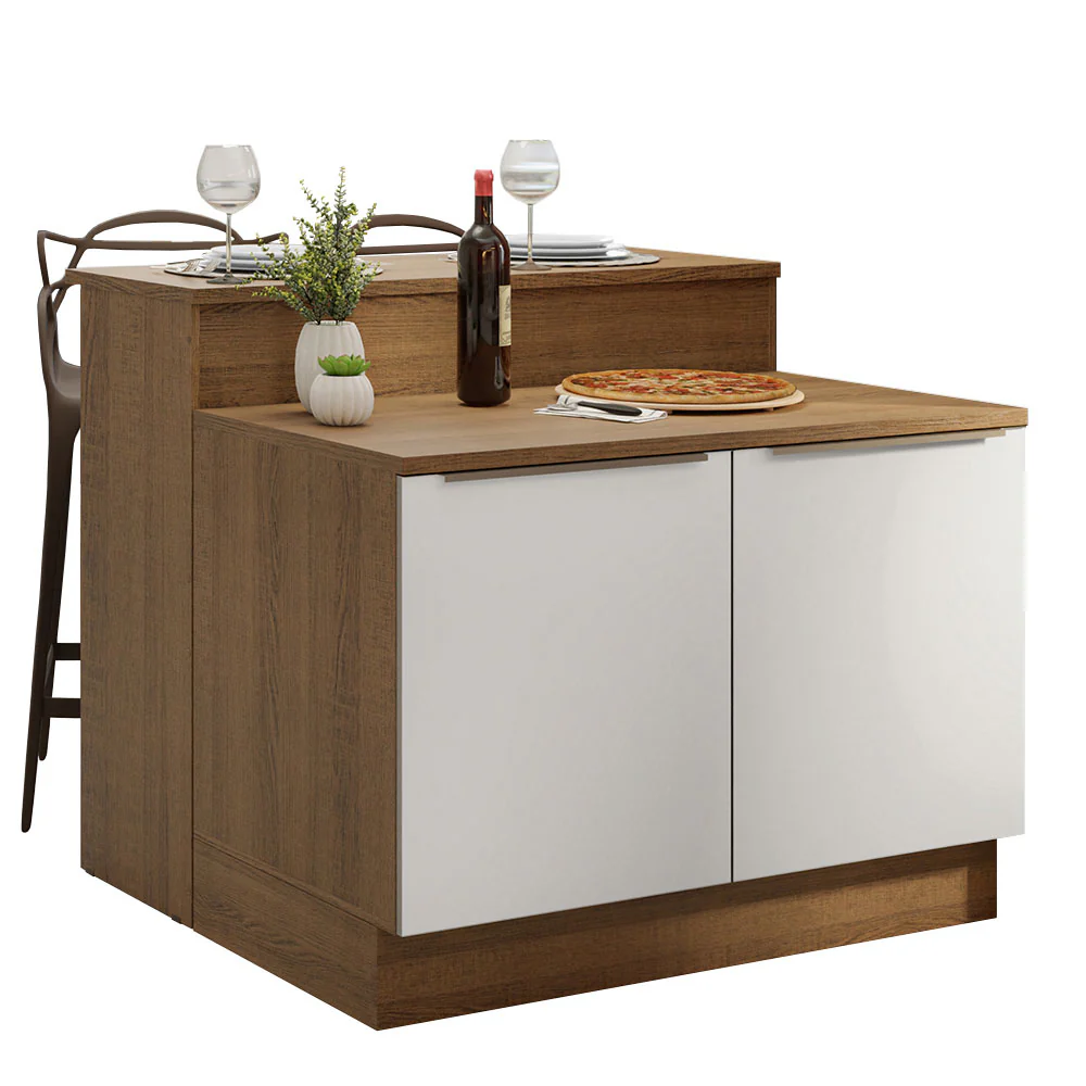 Ilha de Cozinha com Bancada e Balcão 120 cm Rustic/Branco Lux Madesa - Image 2