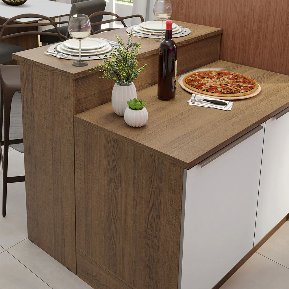 Ilha de Cozinha com Bancada e Balcão 120 cm Rustic/Branco Lux Madesa - Image 6