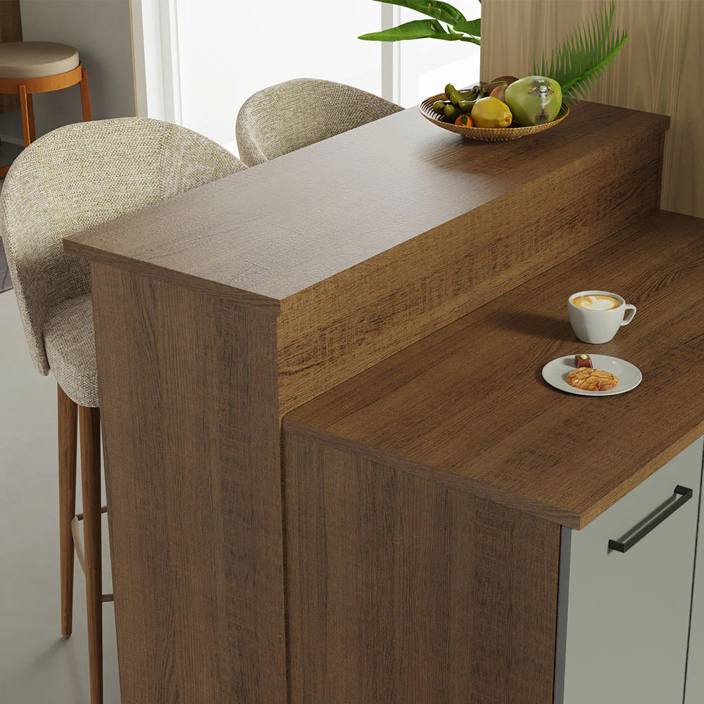 Ilha de Cozinha com Bancada e Balcão 120 cm Rustic/Cinza Agata Madesa - Image 6