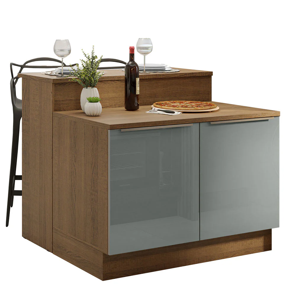 Ilha de Cozinha com Bancada e Balcão 120 cm Rustic/Cinza Lux Madesa - Image 2
