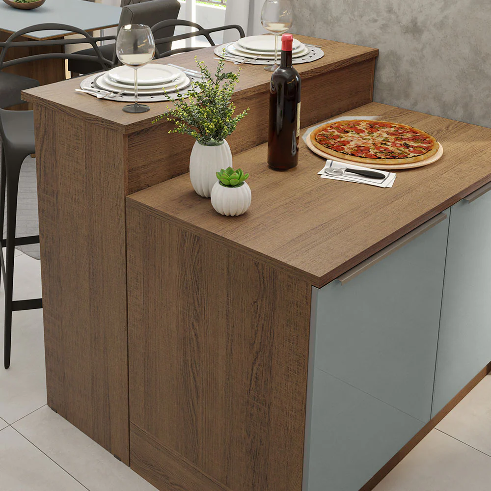 Ilha de Cozinha com Bancada e Balcão 120 cm Rustic/Cinza Lux Madesa - Image 6