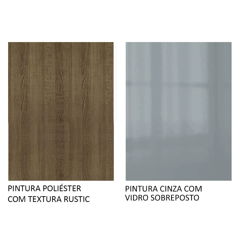 Ilha de Cozinha com Bancada e Balcão 120 cm Rustic/Cinza Lux Madesa - Image 9