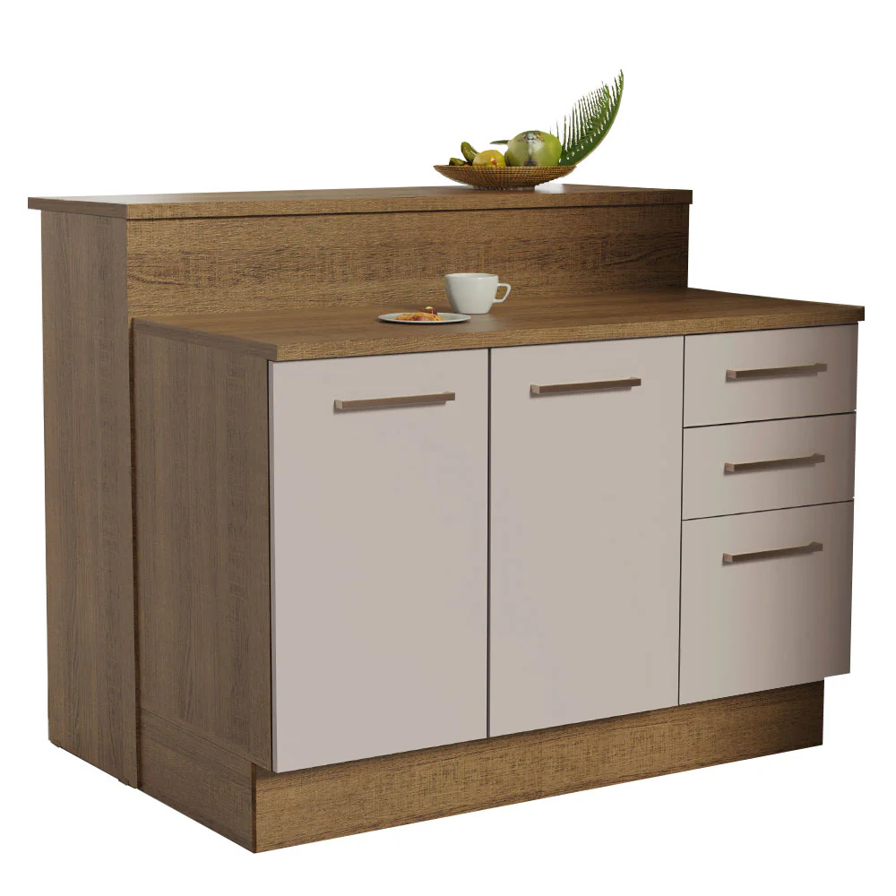 Ilha de Cozinha com Bancada e Balcão 120 cm Rustic/Crema Agata Madesa - Image 2