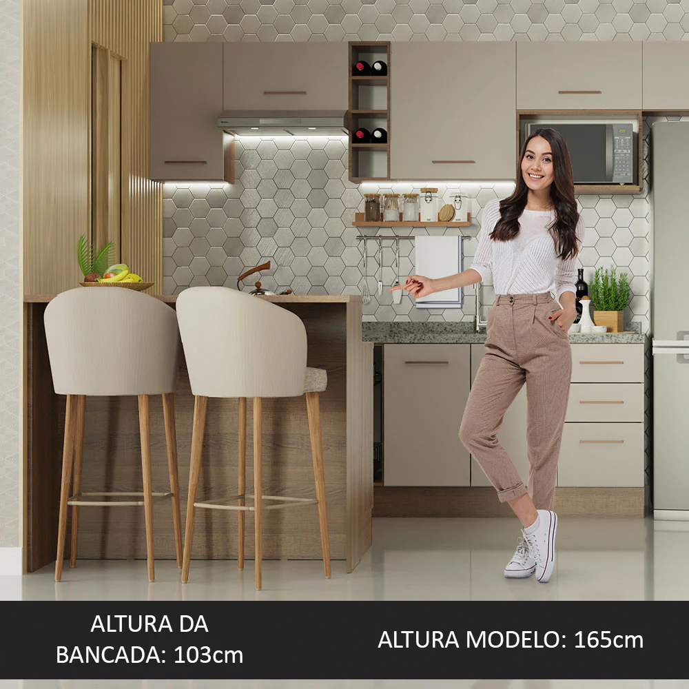 Ilha de Cozinha com Bancada e Balcão 120 cm Rustic/Crema Agata Madesa - Image 4